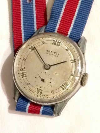 Vintage Swiss Captain Sector Dial Military Style Mens Watch