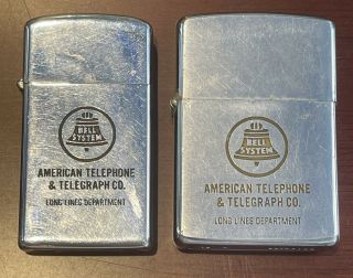 Vintage American Telephone & Telegraph Co Zippo Lighters 1966 & 67