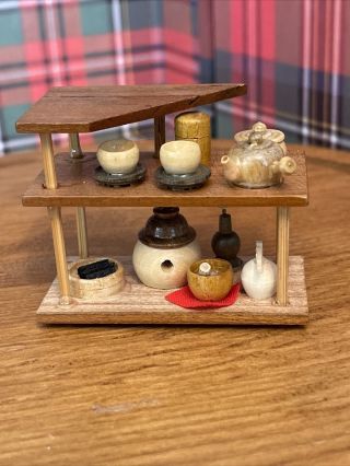 Vintage Doll House Tea Table With Accessories
