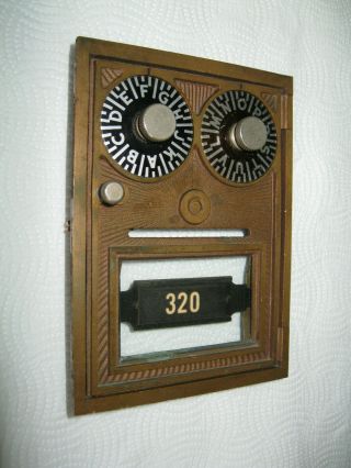 Antique Vintage Corbin Post Office Door Mail Box Cast Bronze 2 Dial Postal 320