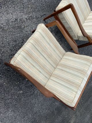 Set Of Mid Century Modern Walnut Lounge Chairs Manner Of Ib Kofod Larsen 6