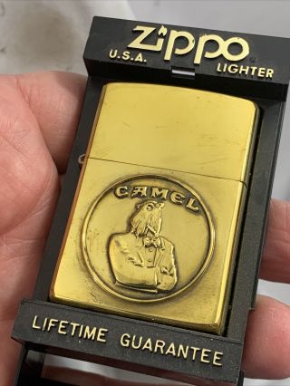 1932 - 1992 Brass Zippo Lighter - Joe Camel Cigarettes Emblem -