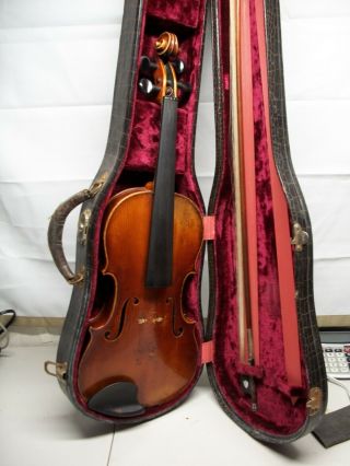 Antique German Violin With E.  M.  Penzel Bow And Case