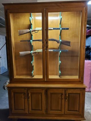 This Is An Antique Gun Cabinet,  Gun Case,  Display Case.  Solid Wood