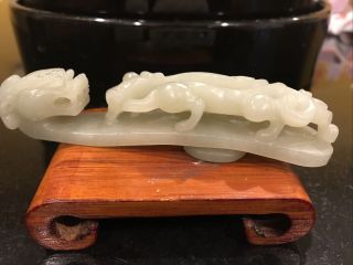 Antique Chinese White Hetian Jade Carved Belt Hook Ming Dynasty 玉带钩