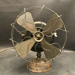 Antique General Electric Ge Pancake Motor Brass Blade Fan,  Alternating Current