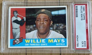 1960 Topps 200 Willie Mays Psa 5 Ex Great Centering