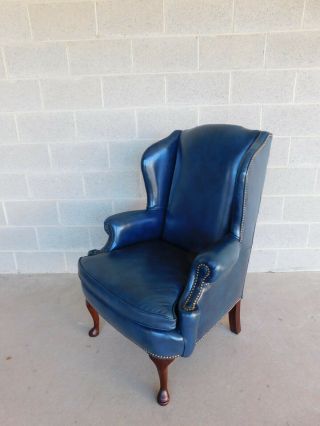 Classic Leather Chippendale Style Wingback Chair
