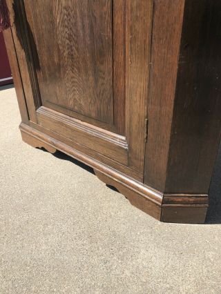 Antique Dark Oak Corner Cupboard Cabinet with Lock and Key 6