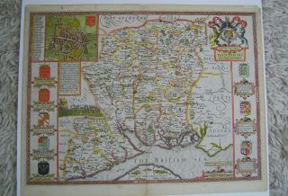 Hampshire: Antique Map By John Speed,  1611 (1st Edition)