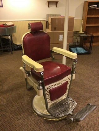 Emil J.  Paidar 1900s Antique Barber Chair 2