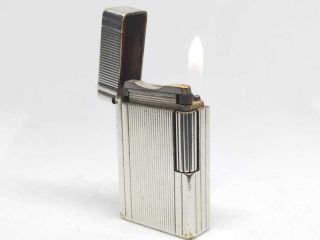S.  T.  Dupont Line 1 Lighter - Silver Plated - Lined Pattern