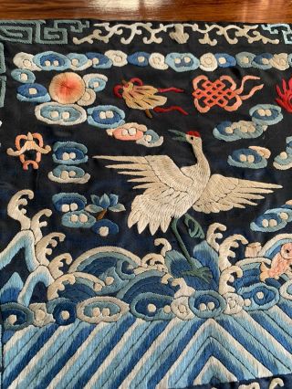 Antique Chinese Qing Dynasty Three Silk Rank Badge Robe Framed 2