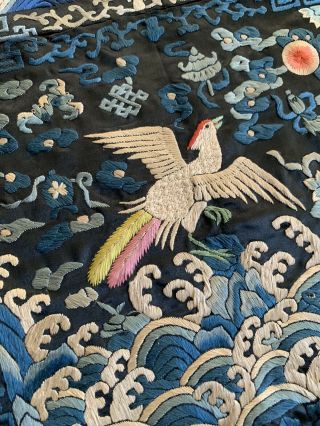 Antique Chinese Qing Dynasty Three Silk Rank Badge Robe Framed 6