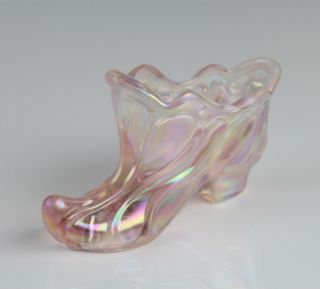 Vintage Fenton Pink Opalescent Iridescent Carnival Glass Shoe Boot Slipper