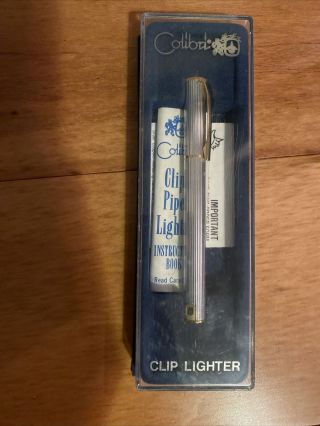 Boxed Vintage Colibri Pipe Lighter Clip On Butane Pen Shaped With Instructions