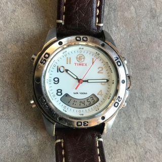 Vintage Timex Expedition Indiglo Alarm Chronograph Analog Digital Watch Men 