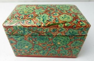 Vintage French Russian Lacquer Wood Hand Painted Floral Décor Box