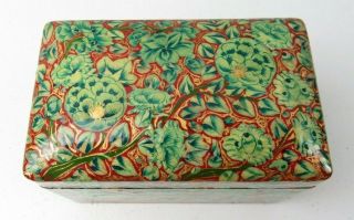 Vintage French Russian Lacquer Wood Hand Painted Floral Décor box 2