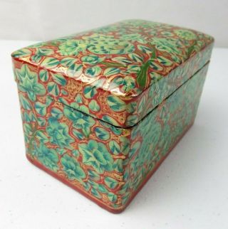 Vintage French Russian Lacquer Wood Hand Painted Floral Décor box 3