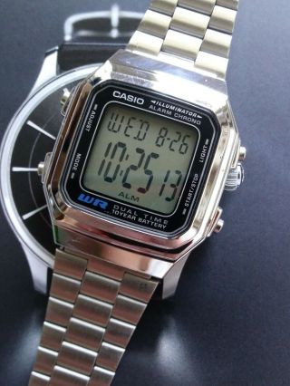 Vintage Casio Illuminator Wr Digital Dual Time Alarm Chrono Wrist Watch