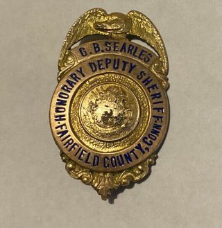 Vintage Collectible - Deputy Sheriff Gold Metal Pin - Fairfield,  County Connecticut