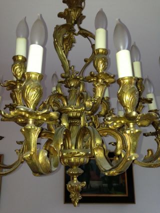 French Louis Xiv Style Gilt Bronze Chandelier