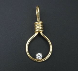 Vintage Aldo Cipullo 18k Yellow Gold Diamond Knot Pendant 1.  3 