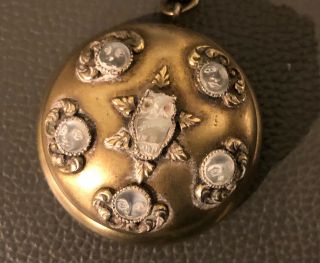 Antique Victorian Gilt Sterling Silver Mourning Pill Box Locket Pendant Necklace