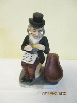 Vintage Porcelain Bisque Tobacco Pipe Holder Stand - Figural Man W/stethoscope
