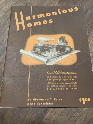Vintage Harmonious Homes Model Home Floor Plan Blueprint Book Brochure 1940s