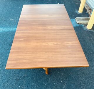 Mid Century Danish Modern Dining Table Drop Leaf Walnut Folding Chairs 4
