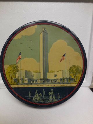 Antique Litho Tin: Texas Centennial Exposition - 1936 Dallas Texas -