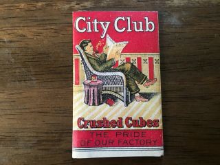 " City Club " Crushed Cubes Antique Tobacco Rolling Papers.  Rare