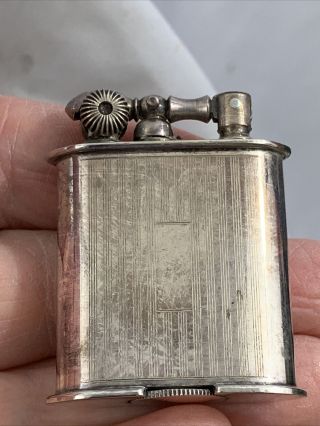 Vintage Evans Lift Arm Pocket Lighter - Small Size With An Engine Turned Design