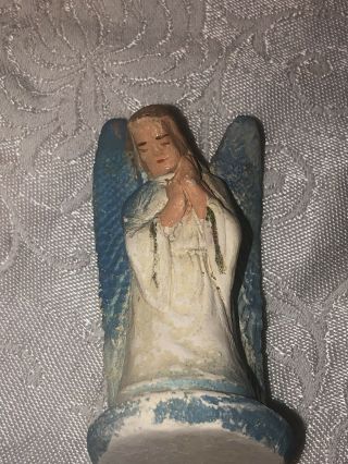Vtg Mid Century Christmas Manger Nativity Chalkware Chalk Angel Figurine