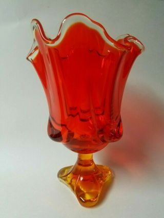 Vintage Viking Persimmon Amberina " Epic Drape " Vase 9 " H