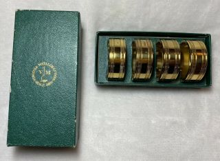 Vintage Virginia Metalcrafters Solid Brass Napkin Rings Set Of Four 1.  9 Oz Each