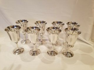 Set Of 8 Wallace Sterling 14 Goblets 6 3/4 " Tall,  Estate