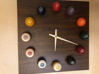 Vintage Pool Ball Clock With Balls - Billiards Man Cave Pool Table Wall Art - Clock
