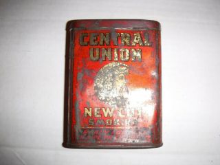 Central Union Pocket Tobacco Tin,  4 1/2 " X 3 3/8 " X 1 "