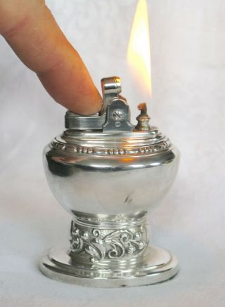 Vintage Silverplate Ronson " Leona " Table Lighter In C.  1949