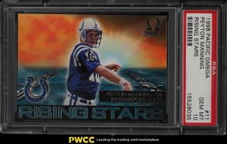 1998 Pacific Omega Rising Star Rising Stars Peyton Manning Rookie Rc 11 Psa 10