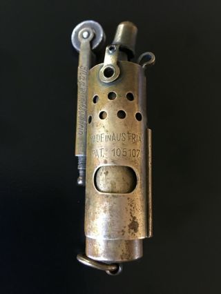 Antique Wwi Cigarette Lighter Austria Brass Trench Lighter Patent 105107