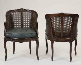 Early 20th Century Louis XV Style Beechwood and Cane Paneled Bergeres - a Pair 2