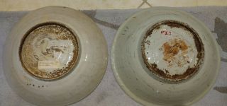 Two Antique Chinese 16th - 17th c.  Ming Dynasty Large Swatow Split Pagoda Chargers 2