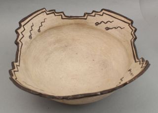 Large Antique 19thC American Western Indian Zuni Pueblo Terraced Pottery Bowl 6