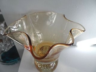 Vintage ERICKSON Art Glass Controlled Bubble PAPERWEIGHT Base VASE MCM Bowl 3