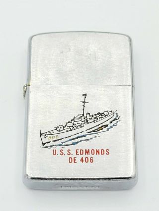 Vintage Zippo Us Navy Lighter Uss Edmonds De 406