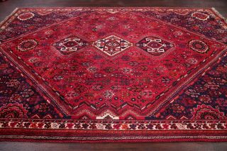 Vintage Red 8x11 Tribal Kashkoli Abadeh Oriental Area Rug Geometric Hand - Knotted